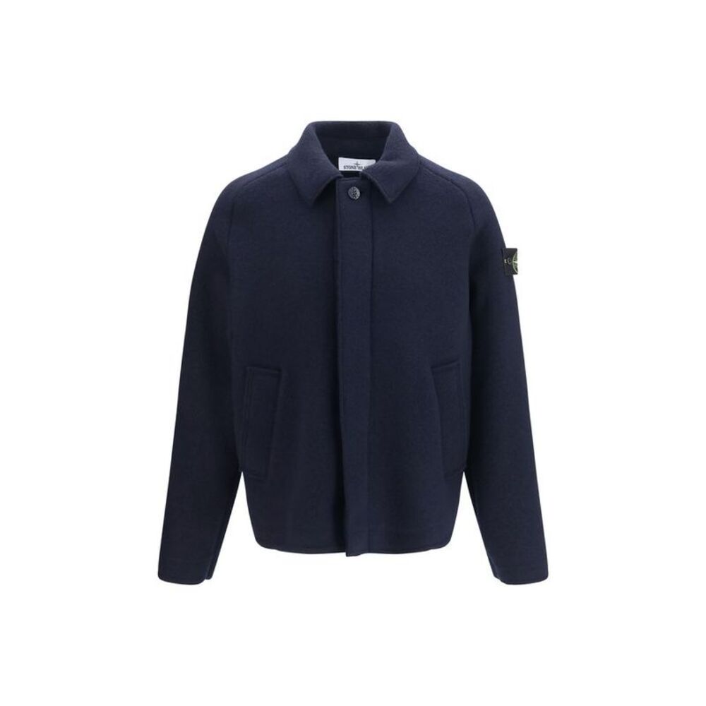 Stone Island Blue Wool Oves Aries Men's Jacket